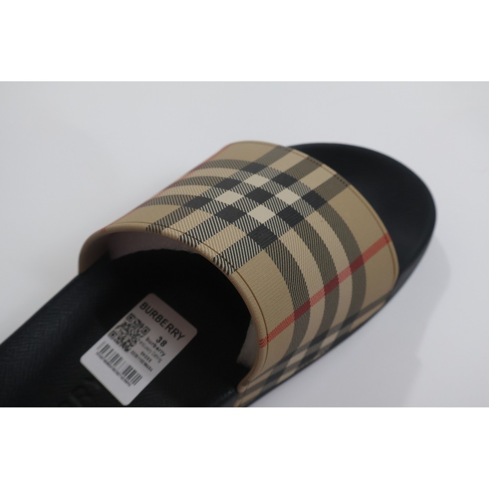Burberry Slides House Check Sandal 38 Beige Black Luxury Summer Casual - Picture 10 of 10